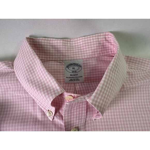 Brooks Brothers Regent Pink Gingham Check Button Down Shirt Mens XL 1818 Cotton - Picture 10 of 11